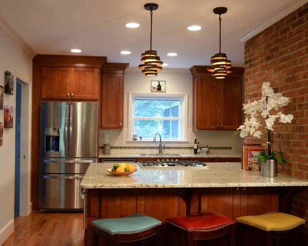 After photo of a kitchen remodel project with marble countertops