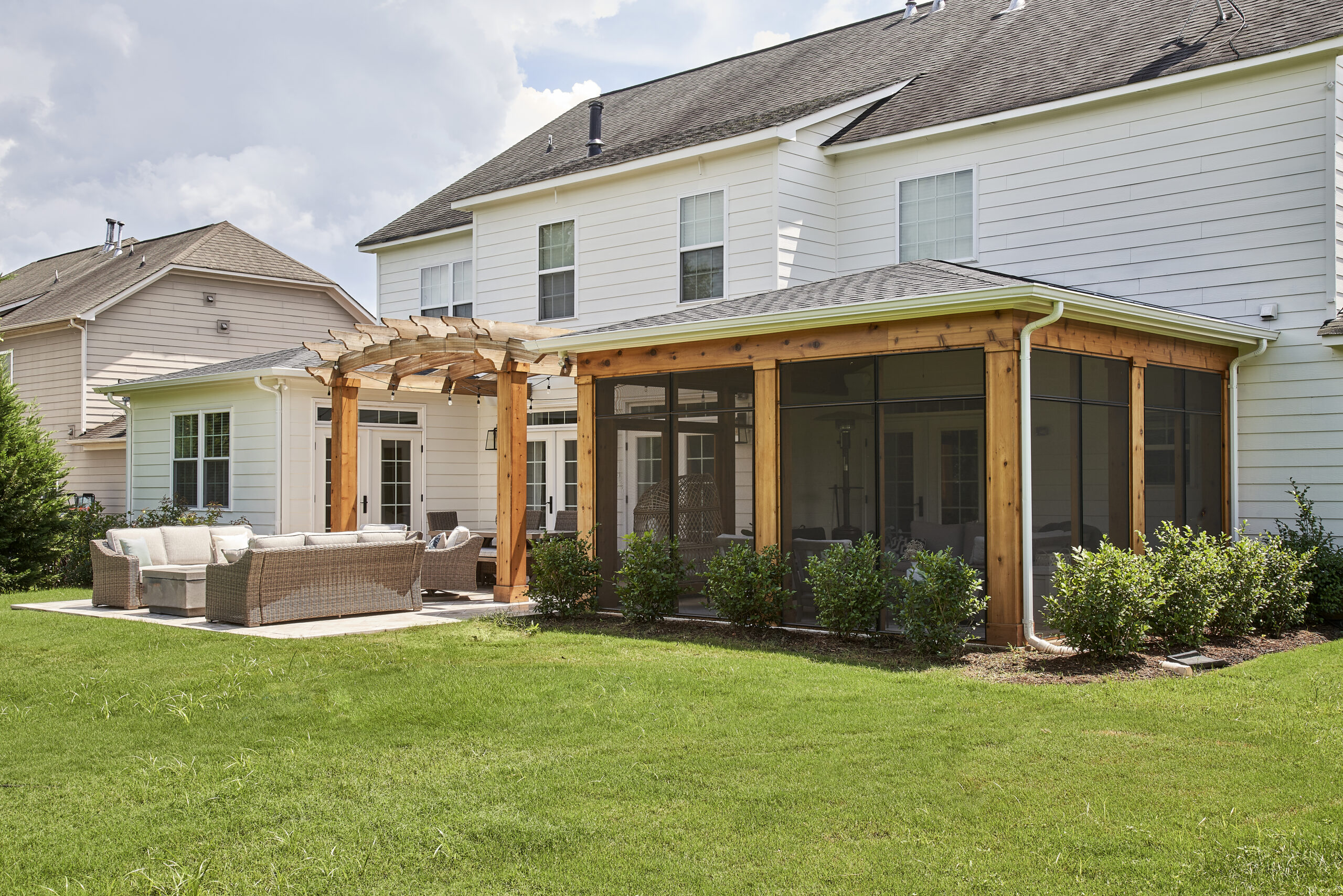 Screen covered porch addition