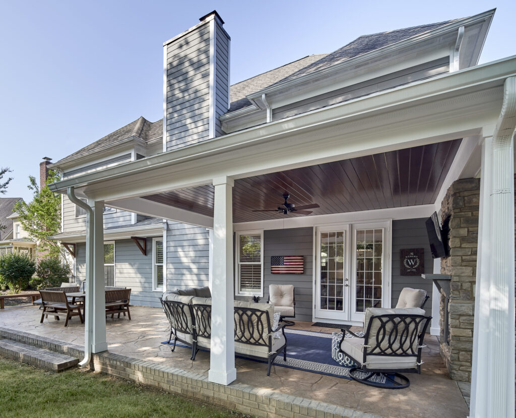 Back patio addition partially covered