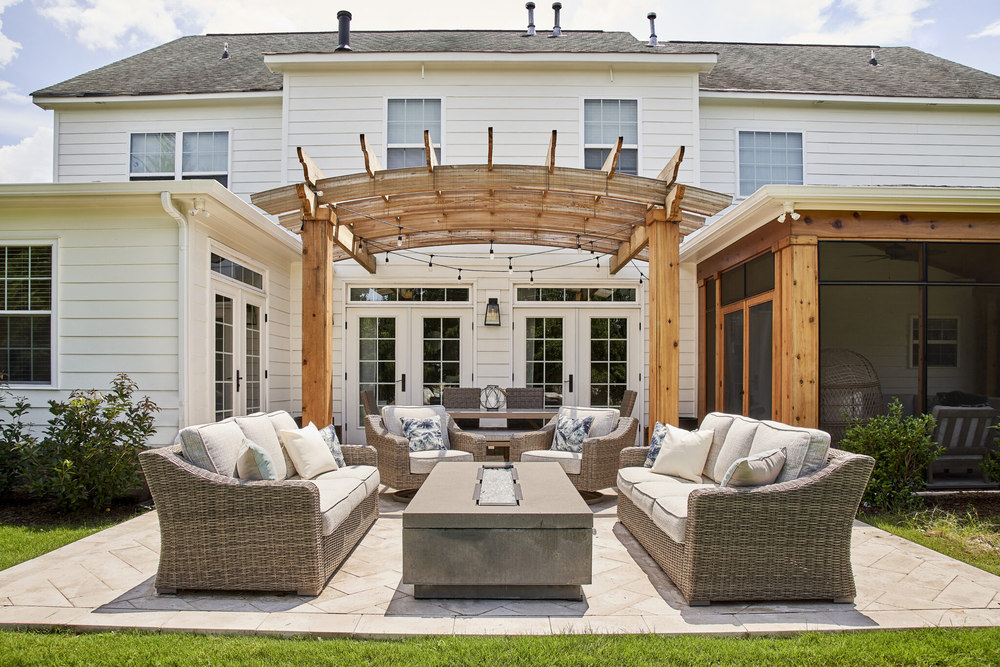 Partially covered back porch design and build
